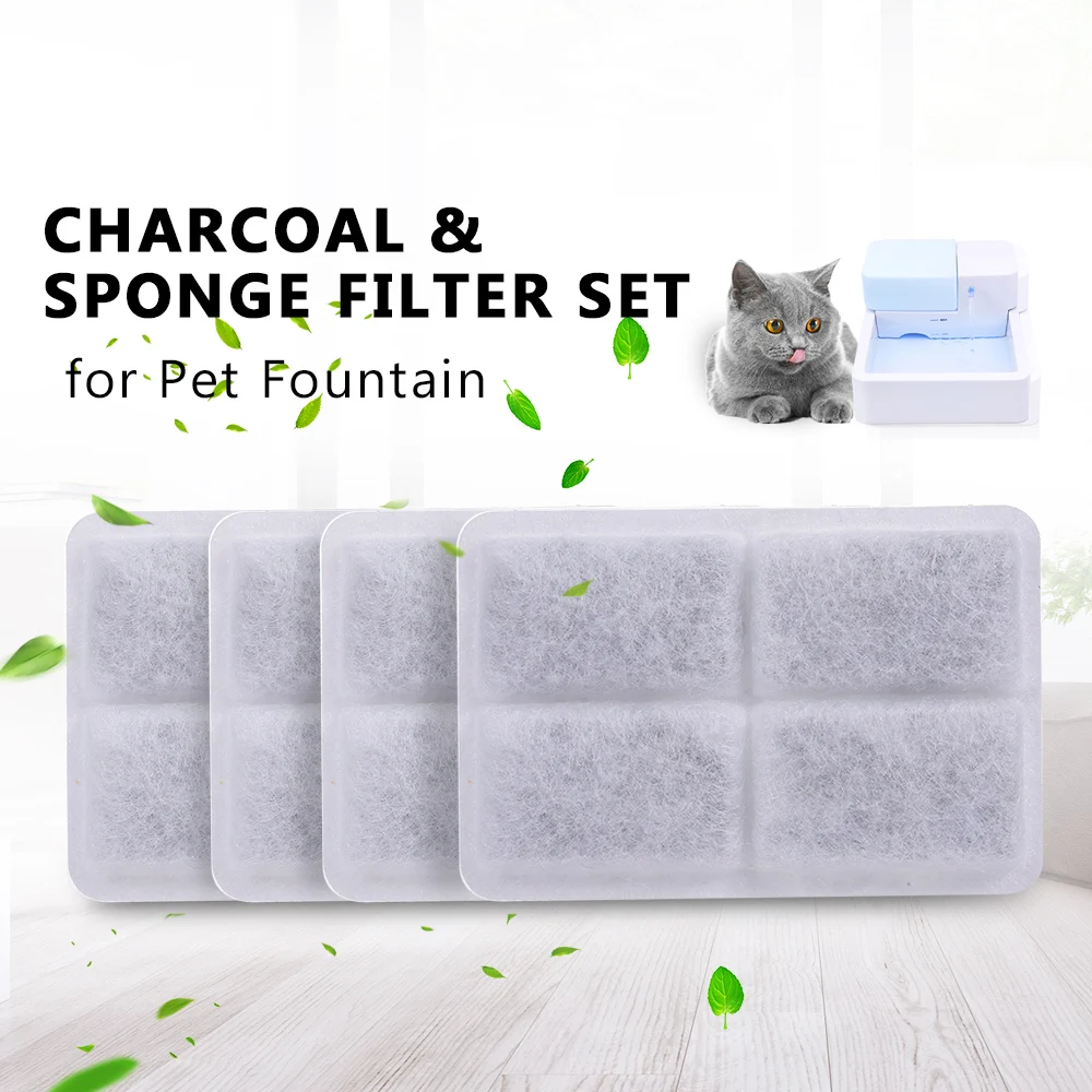 

Pet Cat Fountain Water Filter Replacement Pet Drinking Fountain Filter Set Charcoal Sponge Water Filter