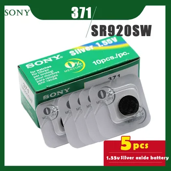 

5PCS/lot SONY Original 371 SR920SW 1.55V Silver Oxide Button Cell Battery 171 LR920 LR69 AG6 for Watch Toys Single grain packing