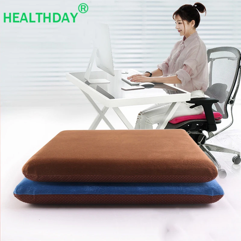 

Square Short Plush Memory Foam Strap Design Non-slip Cushion Classroom Home Office Car of Chair Cushion Size In 40x40cm Solid
