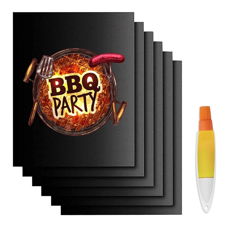 12PCS Extra Thick Heat Resistant BBQ Grill Mat Baking Reusable Non-Stick Barbecue Cooking Grilling Sheet Liner Tools |