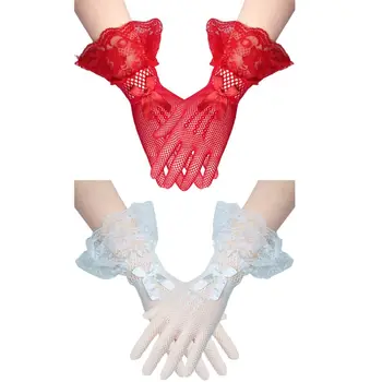 

Lace Bow-knot Gloves Short Full Finger Knitted Sexy Women Mesh Glove