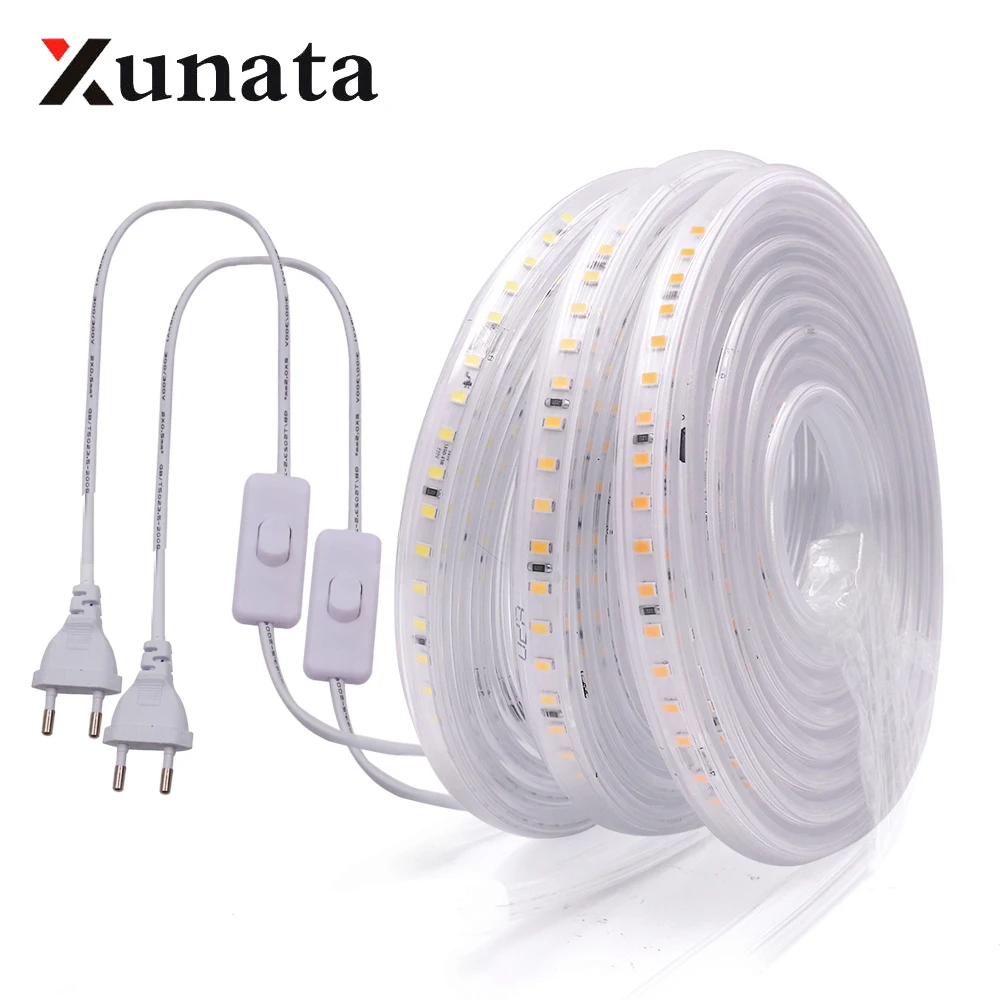 

220V LED Strip IP67 Waterproof 20cm Cut 120leds/m 2835 Flexible LED Light Lamp Natural white 4000K White 6000K