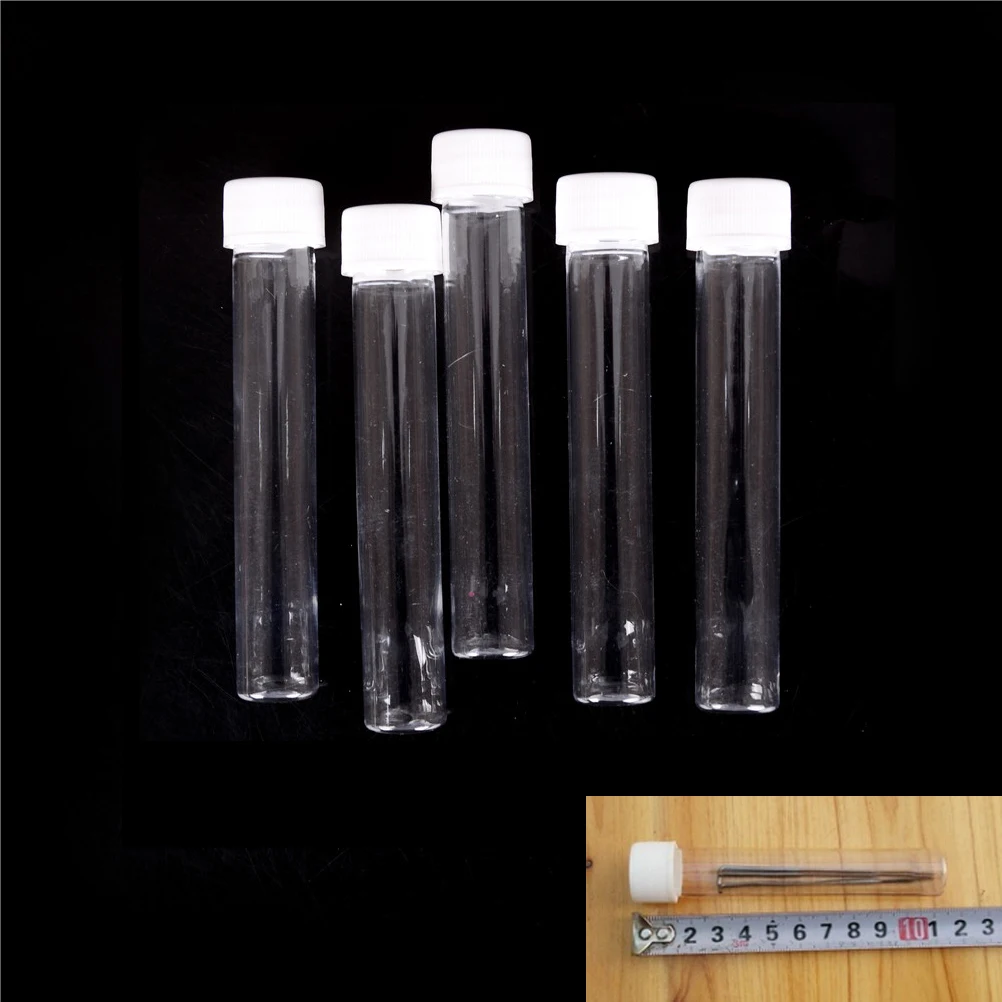 5PCS 11.3*1.7cm Transparent Plastic Storage Bottle Felting Needle Container Clear Sewing Tool Accessories Holder