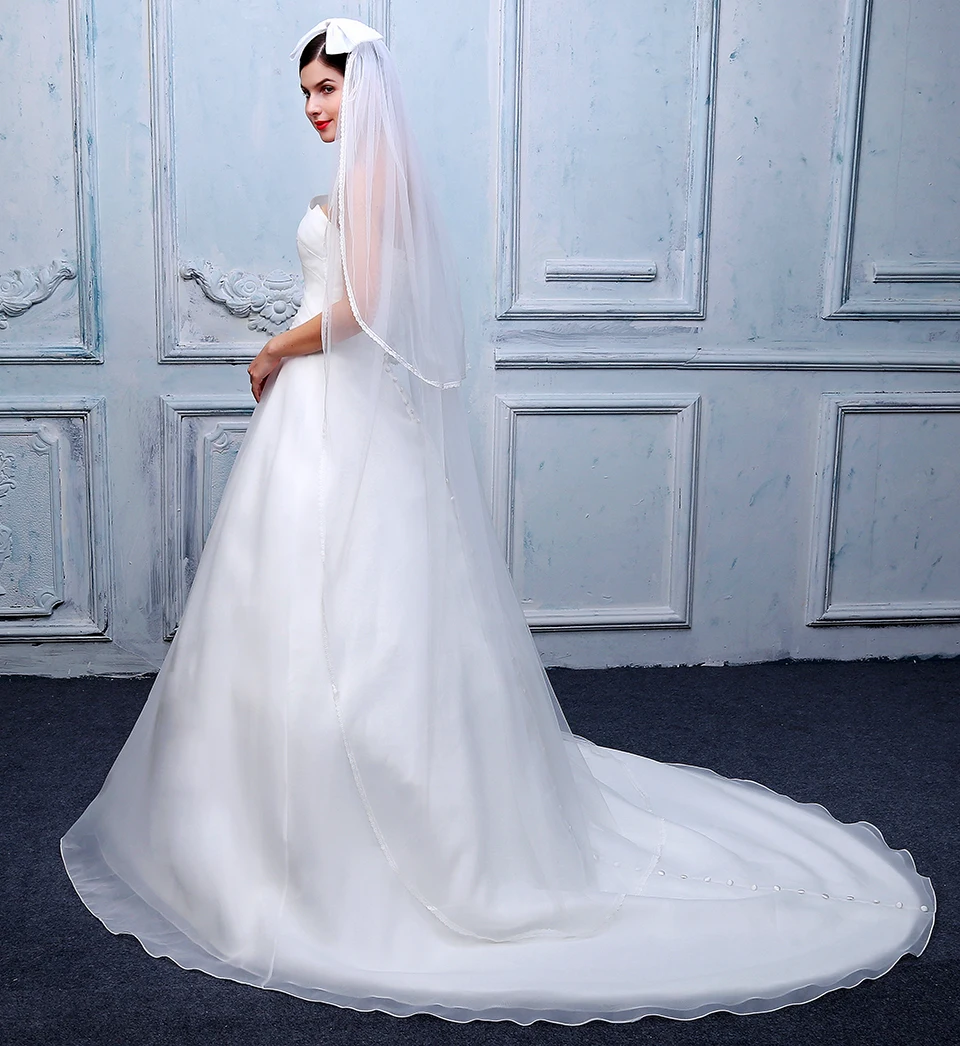 new elegant woman two layers bridal veil soft Tulle bowknot with lace flower edge veils Wedding dress accessories with comb