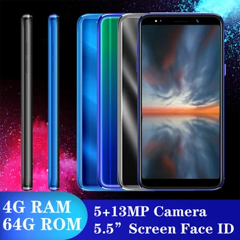 

Quad core A71 smartphones 13MP Global version 4G RAM 64G ROM 5.5'' face ID unlocked Android mobile phones celulars Fast shipping