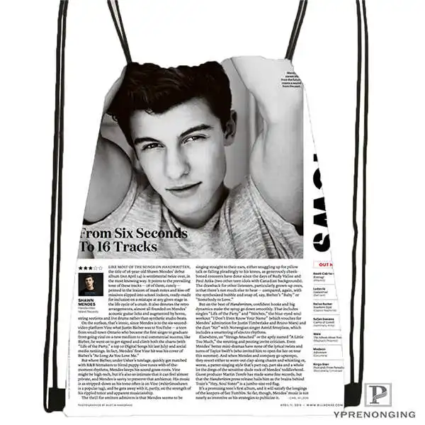 Пользовательские Шон Мендес@ 1 походная сумка на шнурке милый детский Ранец(черный цвет(вид сзади) 31x40 см#2018612-01-33