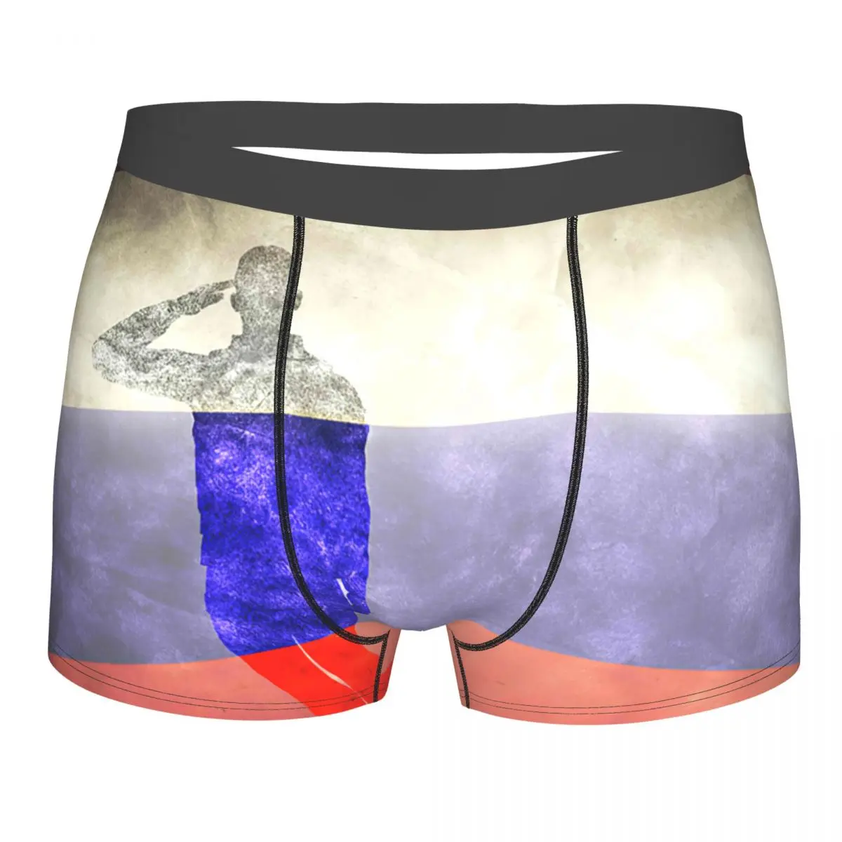 Russian Grunge Flag With Soldier Silhouette . Underpants Breathbale Panties Male Underwear Print Shorts Boxer Briefs russian flag 91 44 х 71 12см