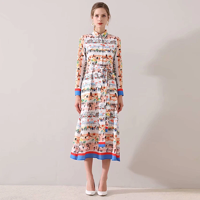 

Plus Size Long Dress High Quality New Women'S Fashion Party Work Casual Beach Boho Vintage Elegant Chic Print Stitching Dresses