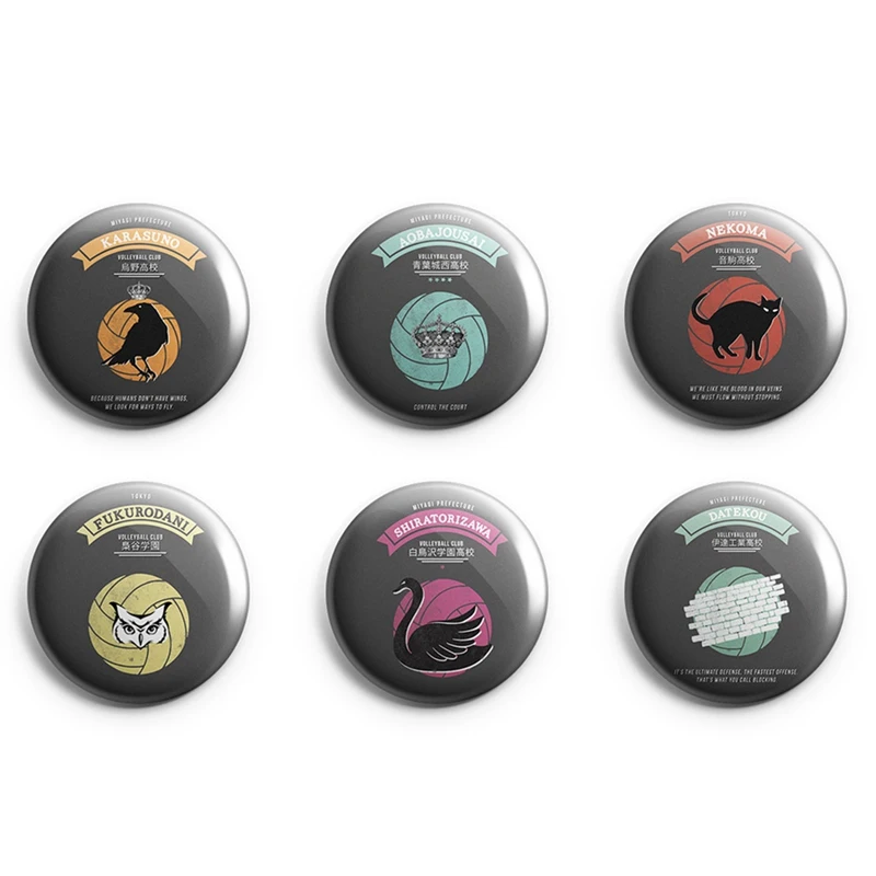 

6pcs Anime Haikyuu!! Enamel Pin Volleyball Boy Cos Tsukishima Firefly Sun Xiang XCosplay Bedge Cartoon Bags Badge Button Brooch