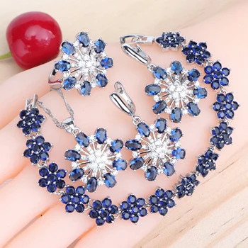 

Silver 925 Bridal Jewelry Sets For Women Accessories Costume CZ Jewellery Wedding Earrings Rings Bracelets Pendant Necklace Set