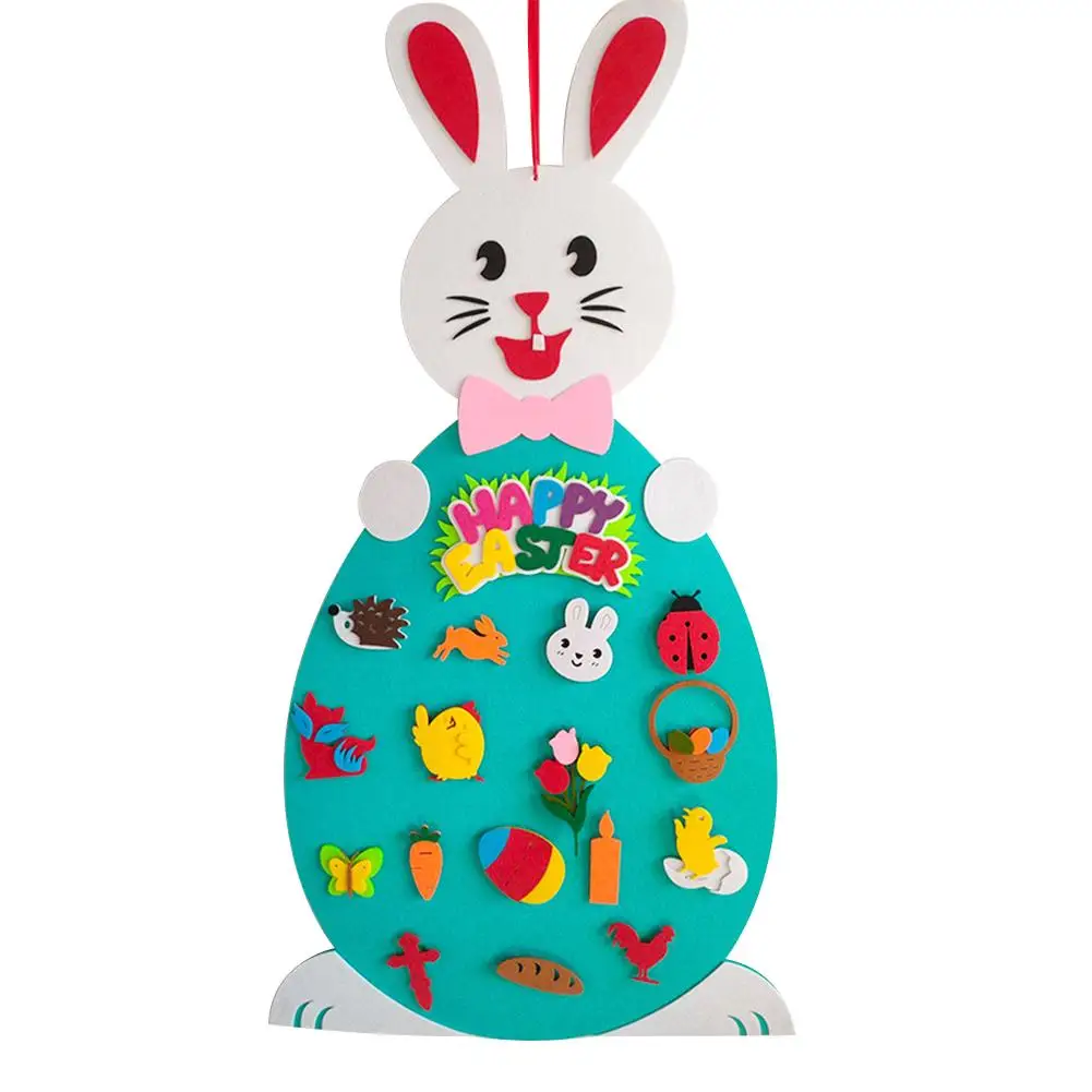 

2020 Easter Felt Pendant DIY Felt Rabbit Set With Detachable Ornament Bunny Easter Decors Kid Gifts Wall Hanging Game Gift