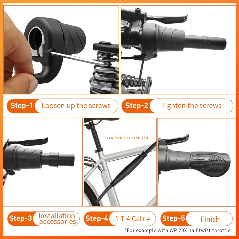 Electric Bike Throttle Electric Bike Parts Electric Scooter Parts WUXING 20X Half Twist Throttle Electric Bicycle Right Handle Throttle Waterproof/SM Connector for E Bikes or Electric Scooter