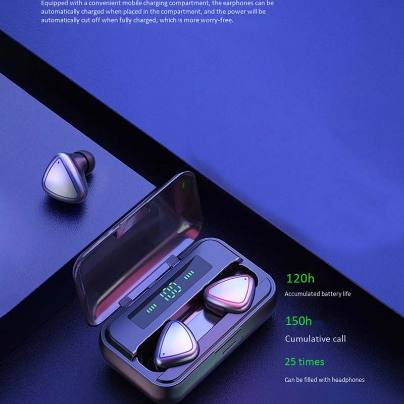 T68 TWS Bluetooth Headset Wireless 5 0 Sports Digital Display Headset Ix7 Waterproof Smart Contact
