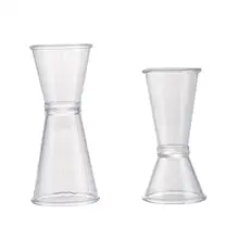 Прозрачная термостойкая чашка с двойной головкой для кофейного винного бара, вечерние пластиковые двухголовочные мерные чашки