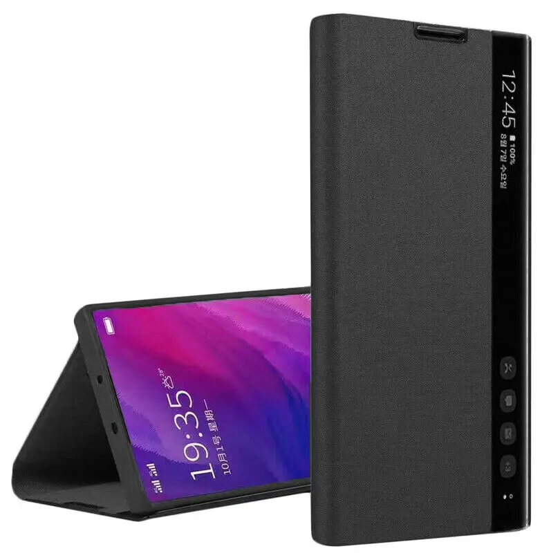 Черный Для samsung Galaxy Note 10 Plus Note 9 8 S9 S10 S8 плюс S10E смарт-чехол из кожи с окошком флип-чехол для телефона чехол - Цвет: Черный