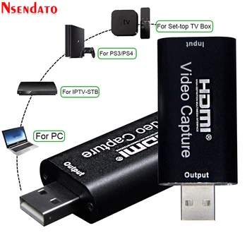 

4K Mini USB 2.0 HDMI Video Grabber Record Capture Card Box adapter for PS4 Game Camcorder DVD HD Camera Recording Live Streaming