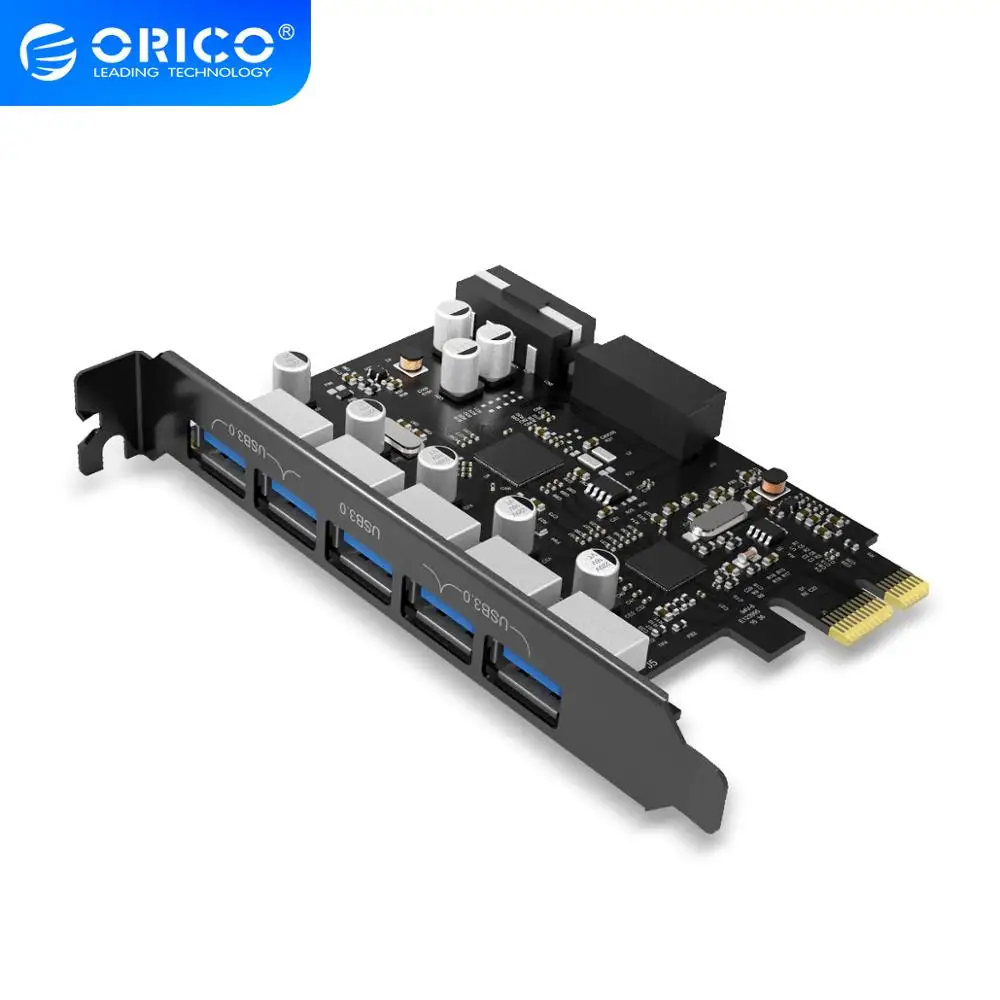 Карта расширения ORICO с 5 портами USB3.0 PCI E двойным чипом высокоскоростная 20