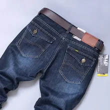 Сезон осень-зима; Для Мужчин's стиль джинсы для женщин в Корейском стиле-Стиль Slim Fit Большой Размеры прямые брюки модная мужская стиральная Повседневное брюки