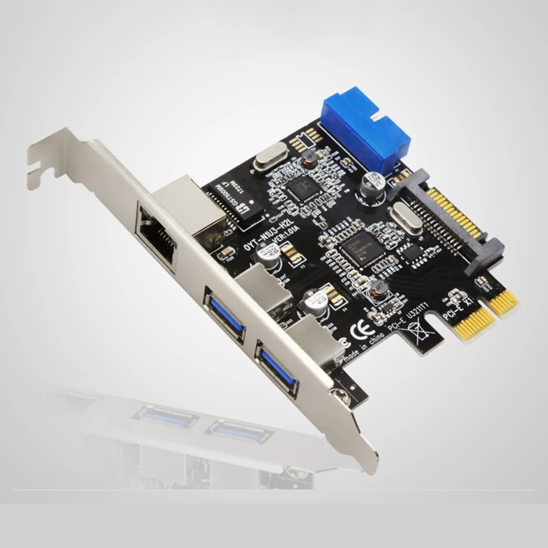 2 портами плата PCI Express USB 3 0 + RJ45 Gigabit Ethernet сетевой спереди Панель с Управление карта