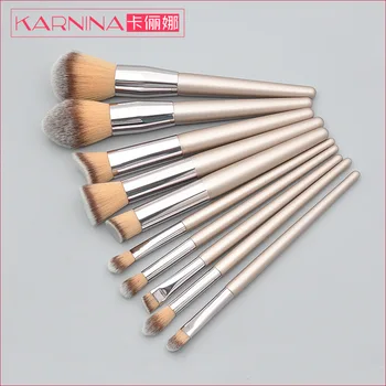 

1K Minimum 10 Makeup Brush Set Can Private Label Custom Logo If meet Minimum Wholesale Cosmetics Thread Gold Cone Wooden Brush