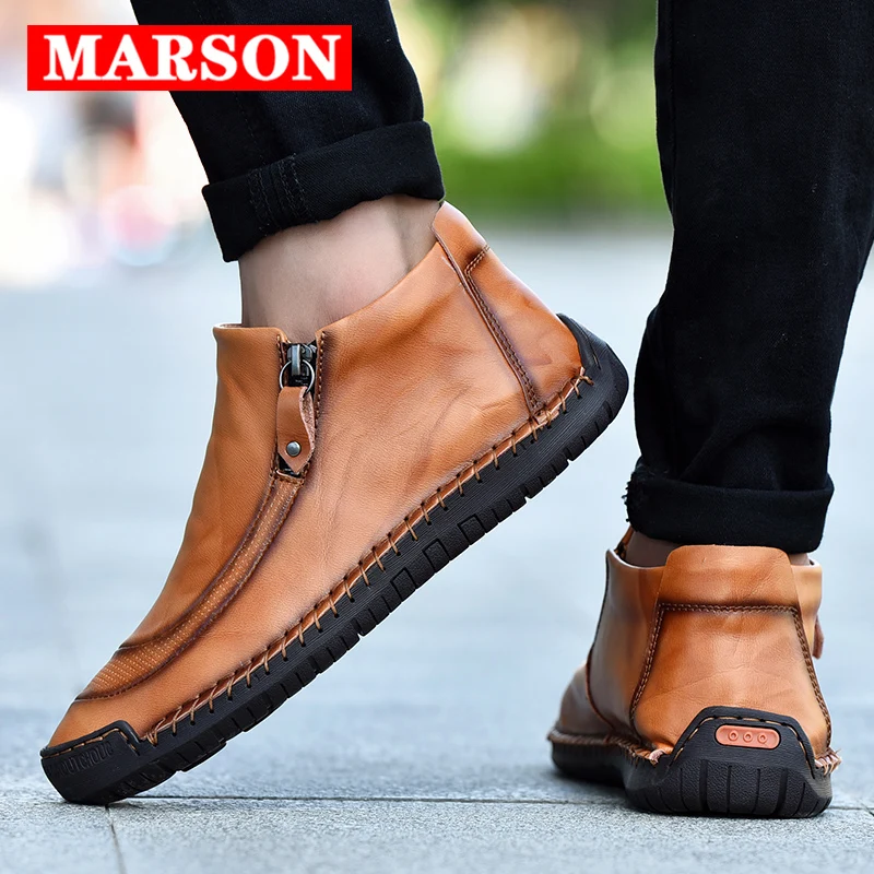 MARSON/мужские ботинки; Новинка года; повседневная обувь; Легкая удобная Мужская дышащая прогулочная обувь; износостойкая Мужская обувь ручной работы