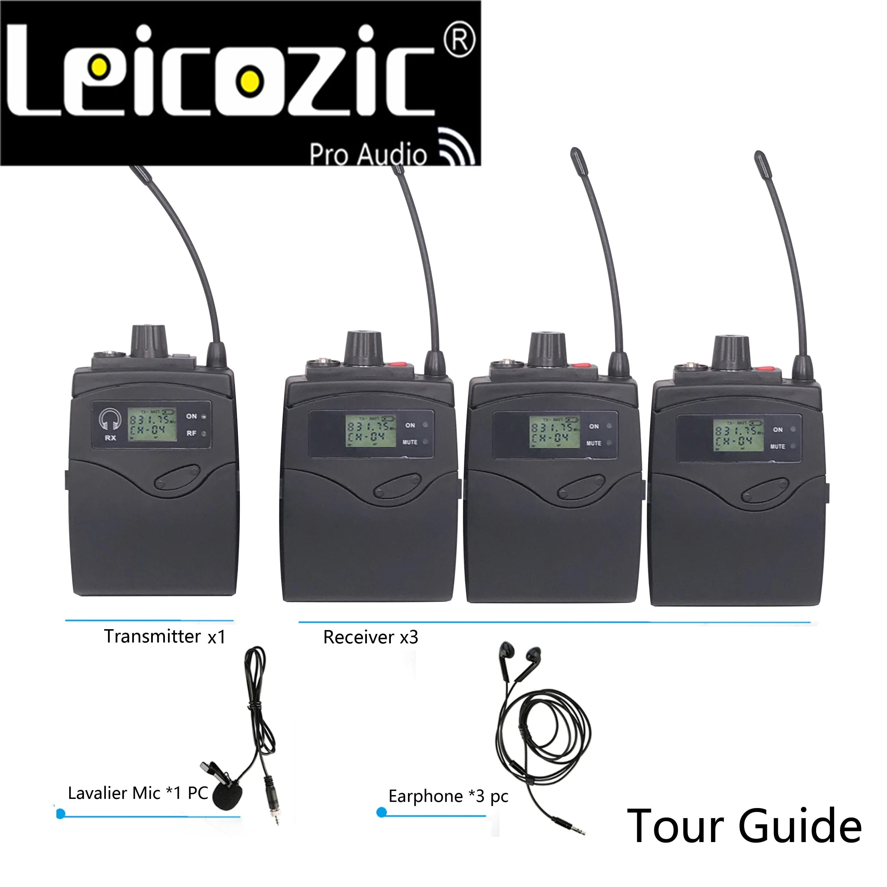 Leicozic Tour Guide System Mono UHF ( 3 Receiver +