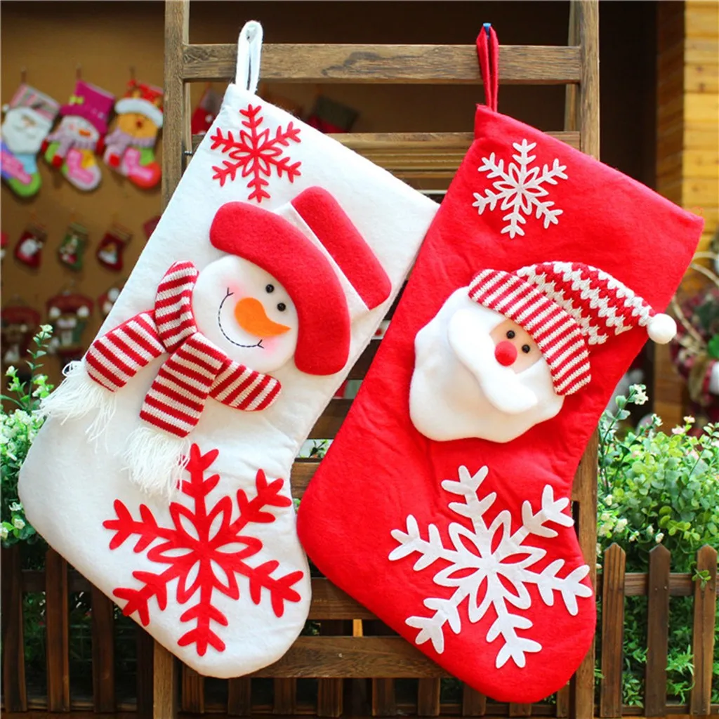 Рождественский яблочный мешок, новогодний подарок, рождественские носки, конфетный Подарочный мешок, Подарочный детский мешок для конфет, снеговик, олень, карман, подвесное дерево, орнамент#5