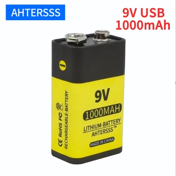 

9V 6F22 rechargeable battery lithium USB 6f22 9V li ion battery 1000mAh for multimeter Smoke alarm etc batteries