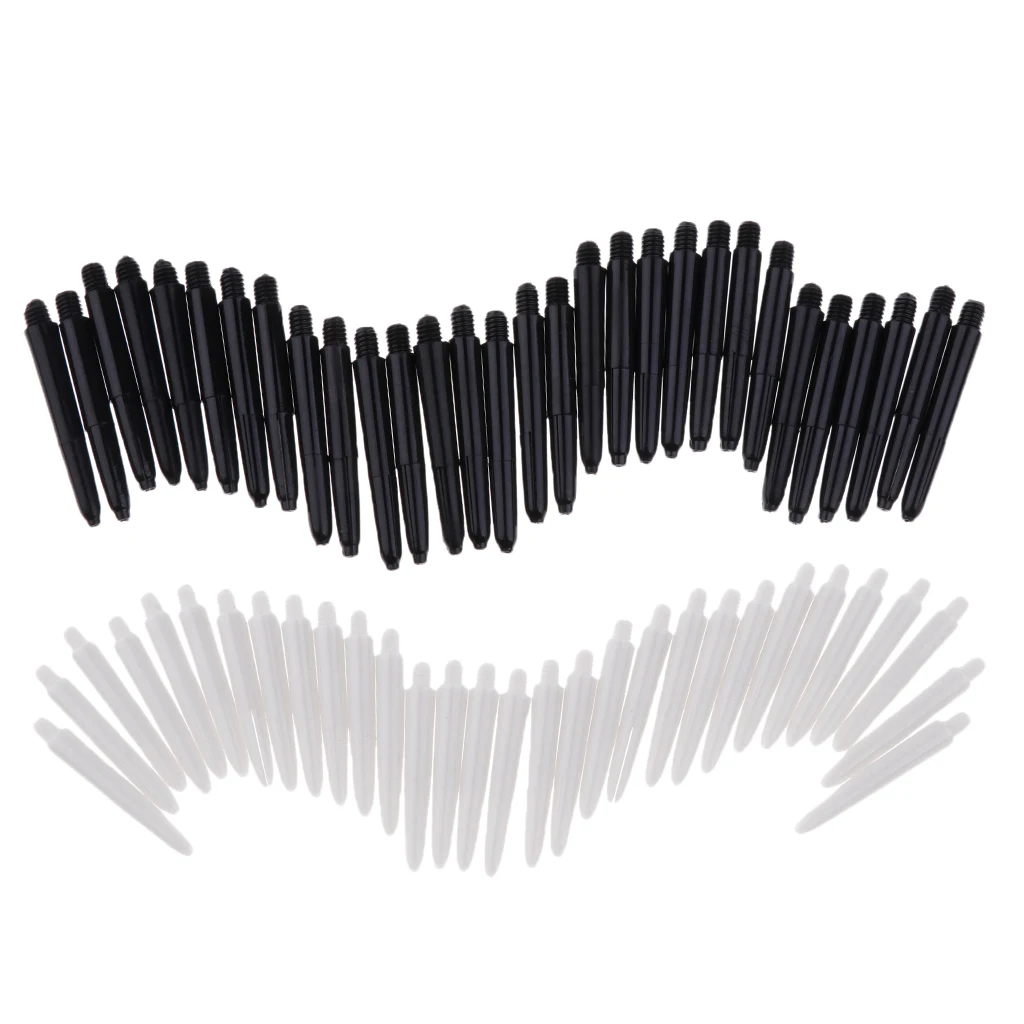 60 Pieces 35mm 2BA Thread Plastic Dart Stems Shafts Soft Tip Darts White & Black