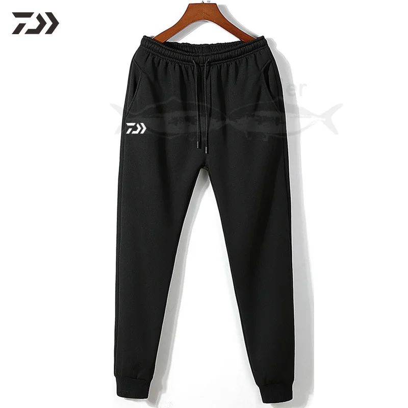 Daiwa рыбацкие брюки мужские зимние на шнурке уличная одежда для рыбалки сохраняющие тепло плотные однотонные мужские длинные штаны на молнии в походных штанах
