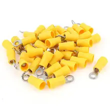 40 шт. RV5.5-4 AWG12-10 Электрический отжимной кольцо желтый изоляционные обжимные клеммы