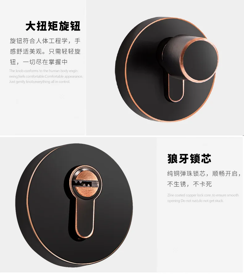 1 набор, цинковый сплав, Внутренний дверной замок, универсальная ручка, замок, твердый, для спальни, комнаты, двери, разделенные замки с ключами GF71