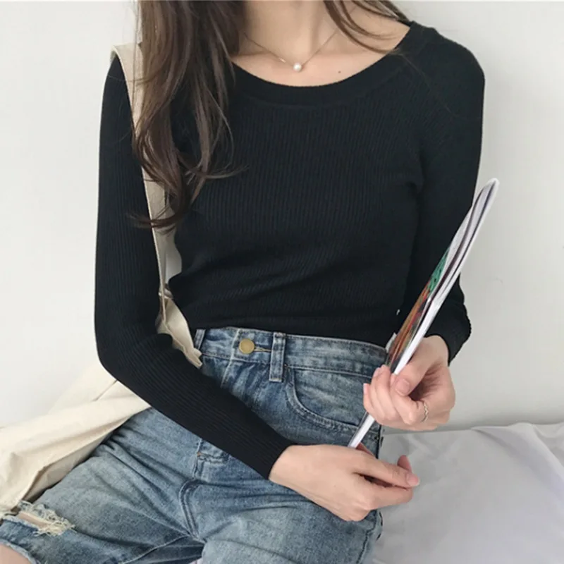 

Women Sweater Warm Sweaters Knitted Jumper Pullover Slim O-Neck Pull Femme Poleras Sueter Clothes