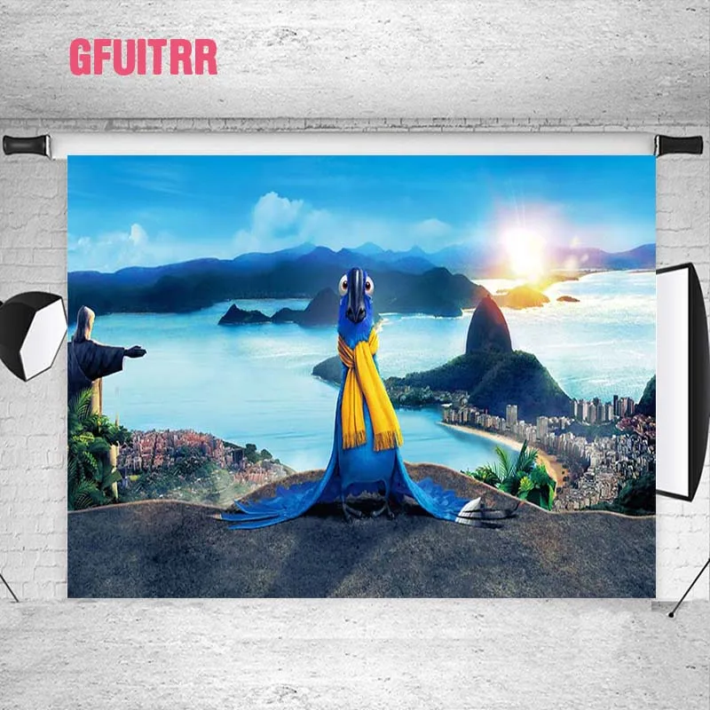 GFUITRR Rio Приключения фотография фоны детский день рождения Фото синие попугаи