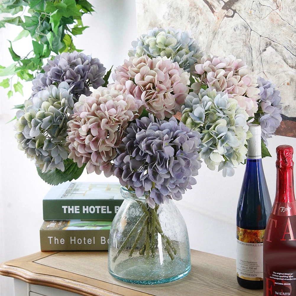 

1PC Luxury Artificial Hydrangea Flower With Flower Rod DIY Silk Accessory for Party Home Wedding Decoration Blue Out Of Stock