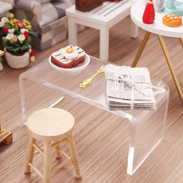 Homoyoyo 4 Pcs Mesa De Chá Vegetariano Móveis De Bonecas Móveis Para Mini  Casa Enfeite De Casa De Boneca Mesa De Jantar Em Miniatura Escrivaninha  Mini