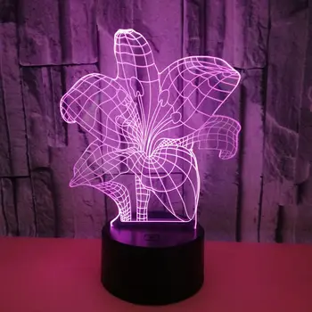 

Usb 7 Color Changing Lily Flower 3D Led Nightlight Modelling For Home Sleeping Touch Button Desk Lamp Light Fixture Decoration