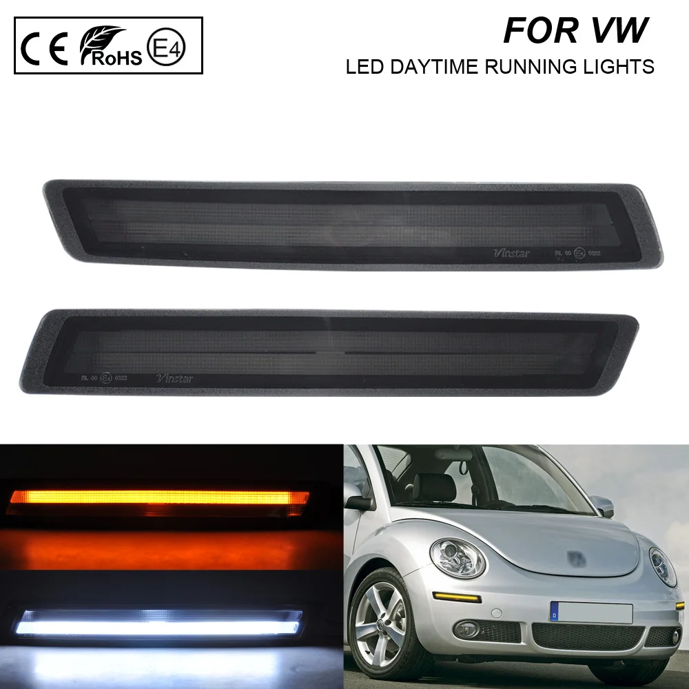 

A Pair LED Daytime running light (white) LED Turn Signal light(Amber) 2-in-1 function For VW Beetle 2006-2010