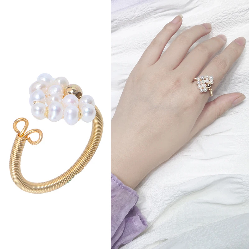 

New Arrival Real Freshwater Pearl Ring Adjustable Finger Ring Free Size Ring Jewelry Women Female Girl Party Gift 10pcs/lot
