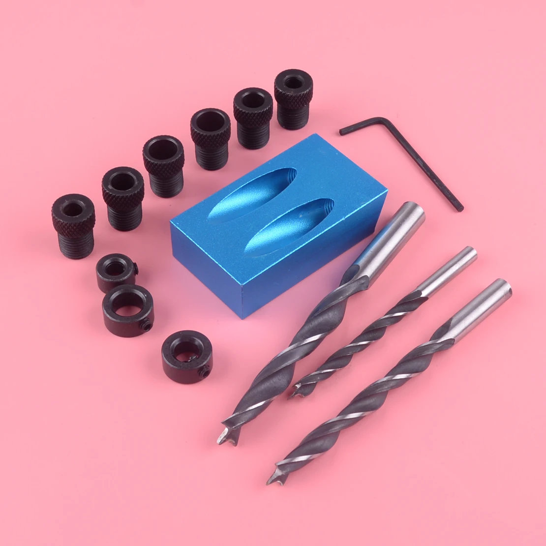 

LETAOSK 1 Set/14pcs 6/8/10mm Pocket Hole Jig Kit Woodworking Wood Drill Guide 15 &deg Angle Oblique Locator Craft