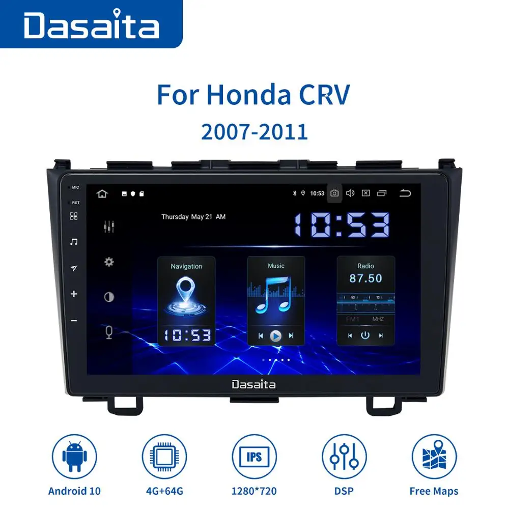 

Car radio Android 10.0 1 din for Honda CRV GPS 2008 2009 2010 2011 Navigation DSP 9" IPS Touch Screen 1280*720