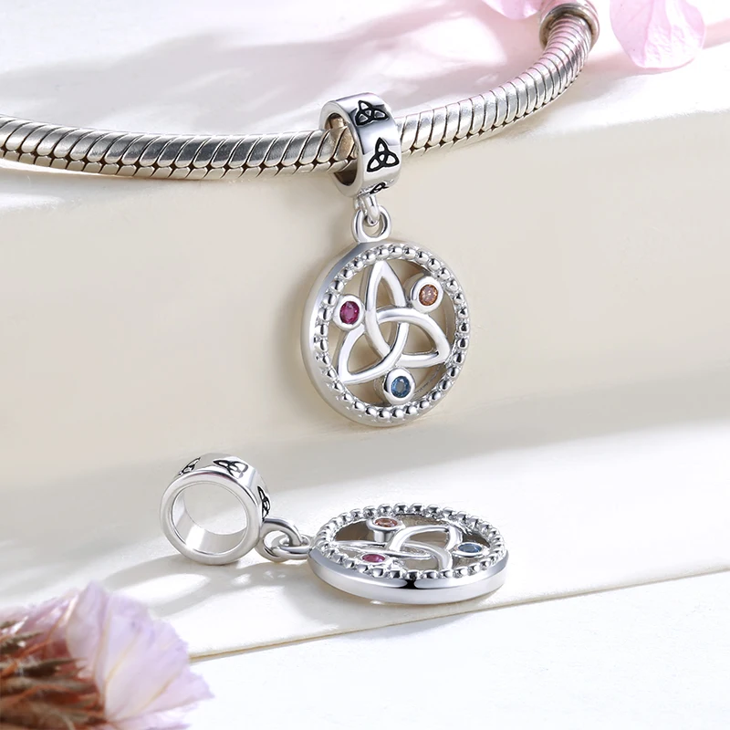StrollGirl 925 пробы серебряный круглый кулон с красочными фианитами талисманы подходят Пандора браслет для женщин Мода DIY Ювелирные изделия Подарки