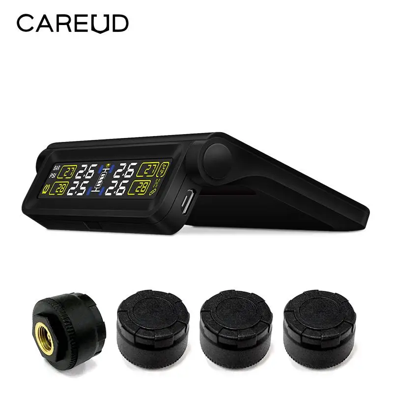 CAREUD автомобильный беспроводной датчик Tpms T680-TL солнечная система контроля давления в шинах Система контроля температуры Солнечная энергия источник питания Usb зарядка