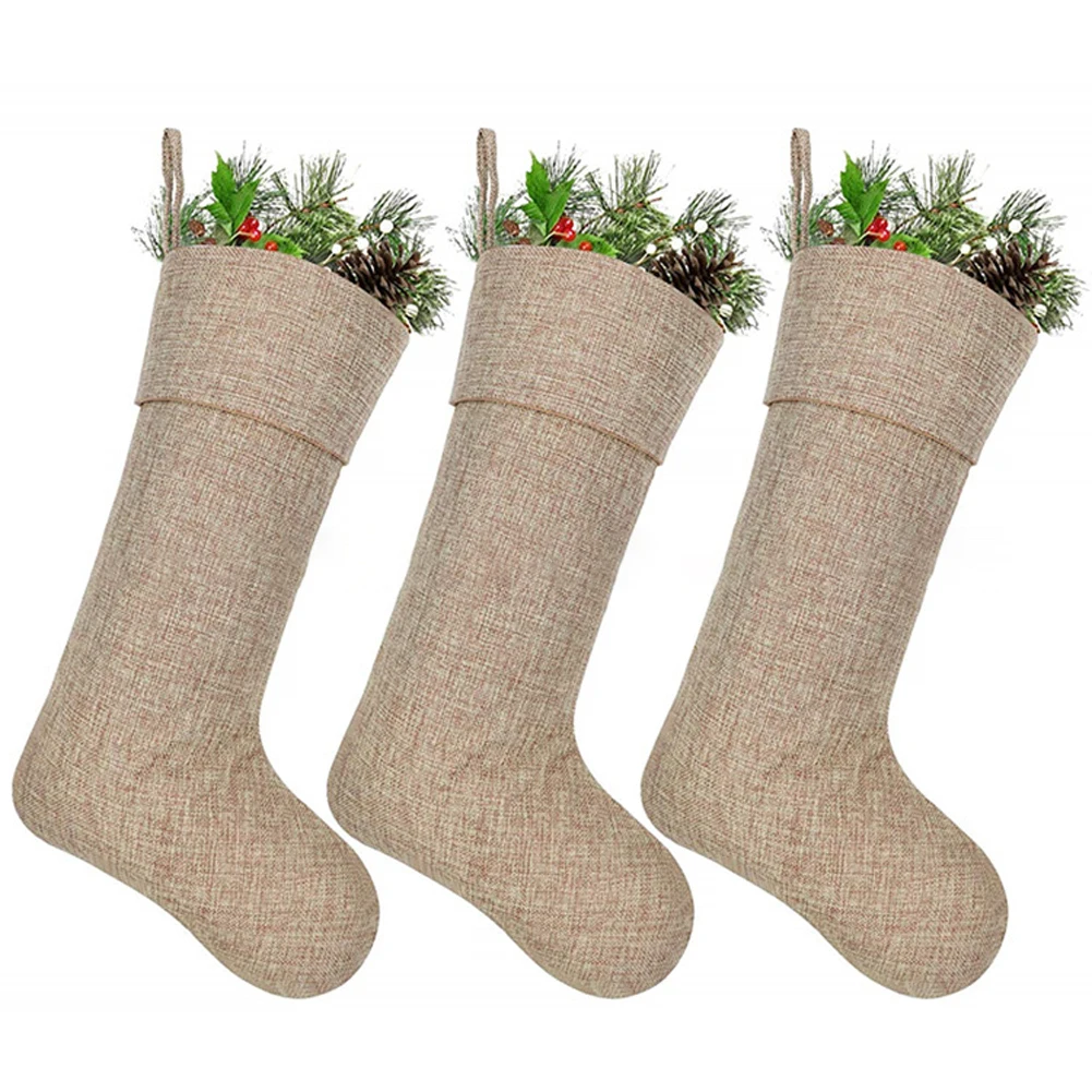 3 шт., рождественские чулки, висячие украшения на елку, новогодний мешок конфет, подарочные носки, чулки на Рождество, Ornamen