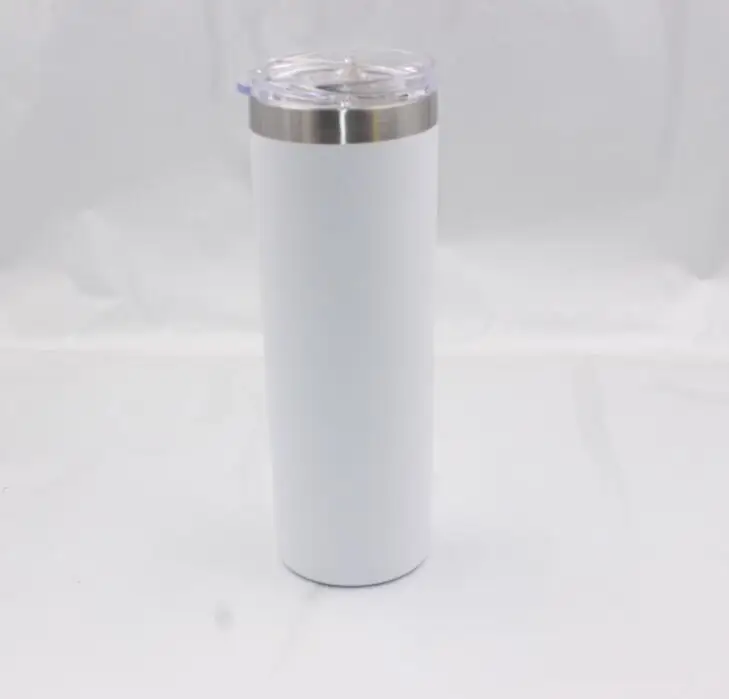 White News 20oz 30oz Skinny Tumbler Double Wall Stainless Steel Vacuum Tumbler Vacuum Insulated Straight Cups Flask Beer Coffee Mugs - Цвет: White