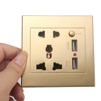 

5 Holes Charger Outlet Panel Receptacle Multifunctional Easy Install Dual USB Anti Impact Power Adapter Smart Safe Wall Socket
