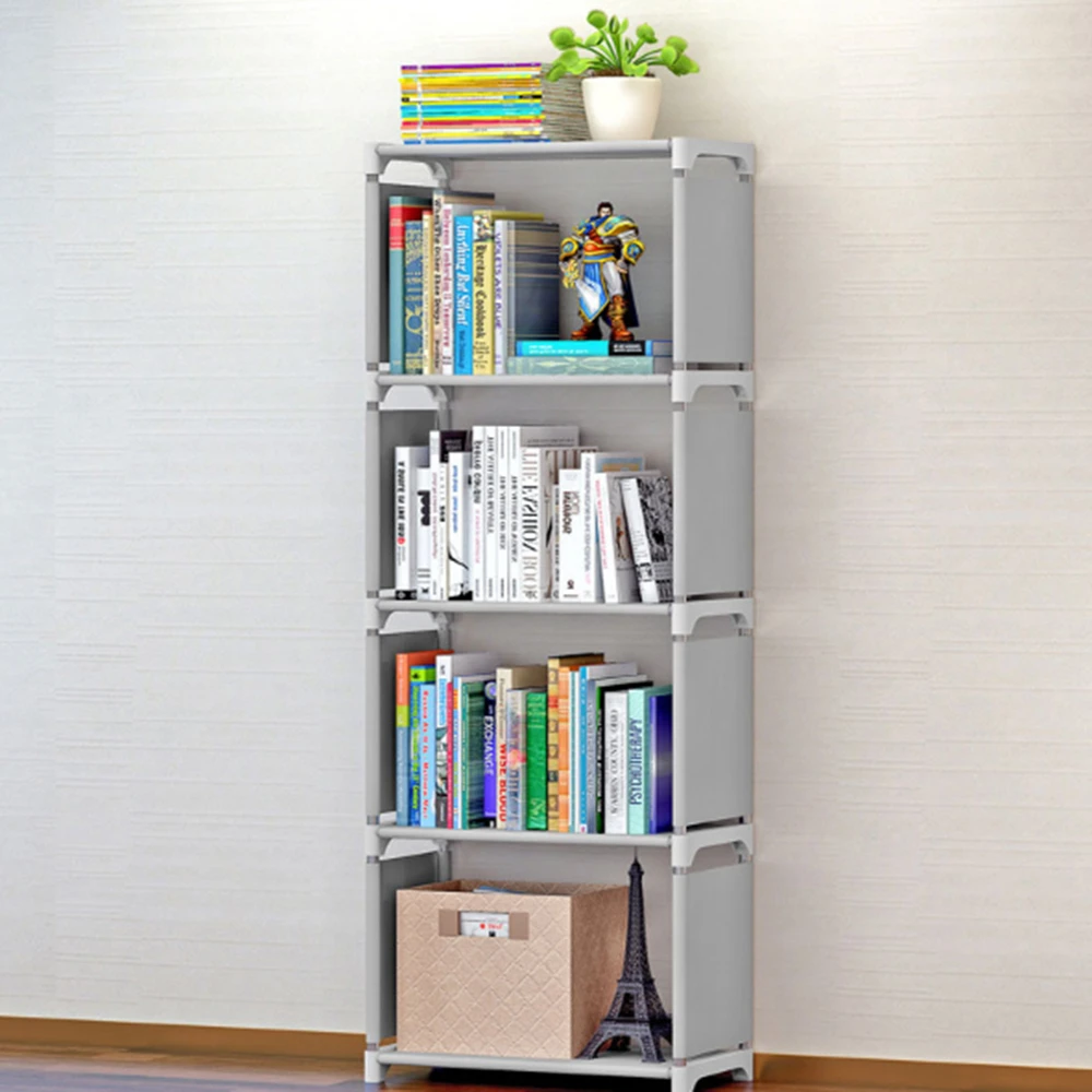 Nonwoven Fabric Simple Bookshelf Stainless Steel Easy Moving Assembled