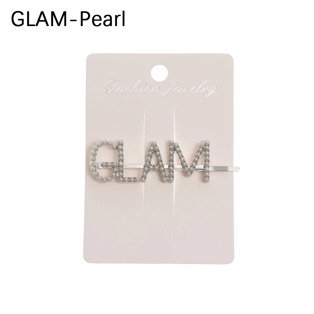 Модная заколка для волос с кристаллами блестящие стразы глэм дриппин буквы заколки для волос аксессуары для женщин девочек - Цвет: GLAM-pearl