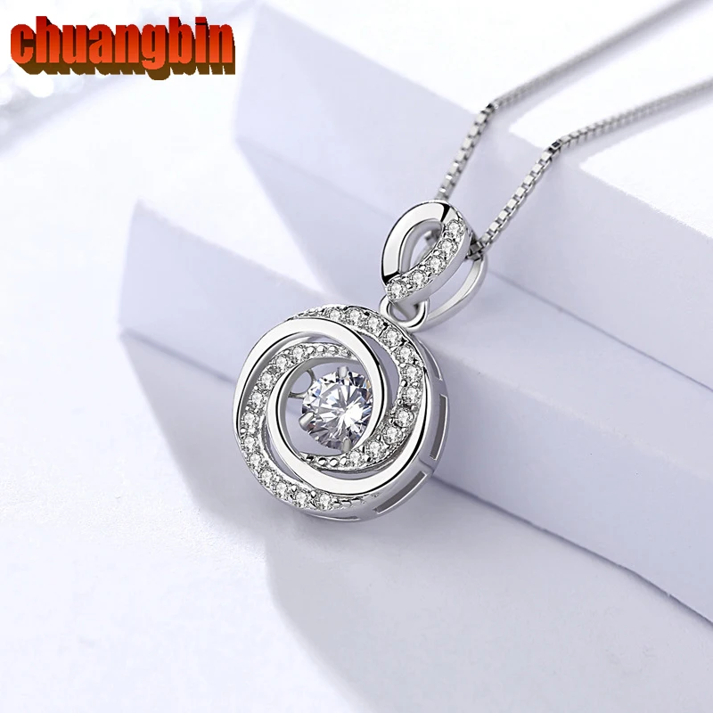

Genuine S925 sterling silver pendants ladies High quality zircon pendants Korean creative round shaking Ornament jewelry