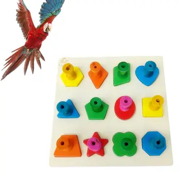 

Parrot Interactive Training Cage Foraging Toys Wooden Block Bird Puzzle Chew Toy